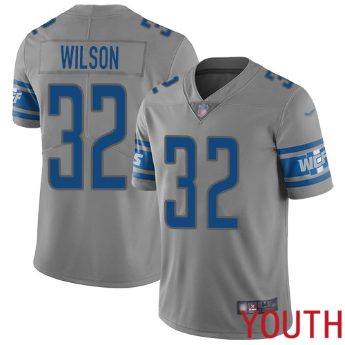 Detroit Lions Limited Gray Youth Tavon Wilson Jersey NFL Football #32 Inverted Legend->youth nfl jersey->Youth Jersey